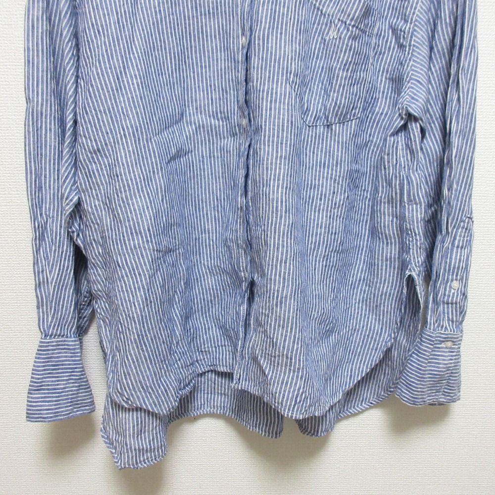 美品 24SS Mila Owen ミラオーウェン フレンチリネンシャツ ストライプ柄 ロングスリーブ ワイドブラウス 09WFB242110 サイズF ブルー レディース 古着 中古 Mila Owen - 美品 24SS Mila Owen ミラオーウェン フレンチ