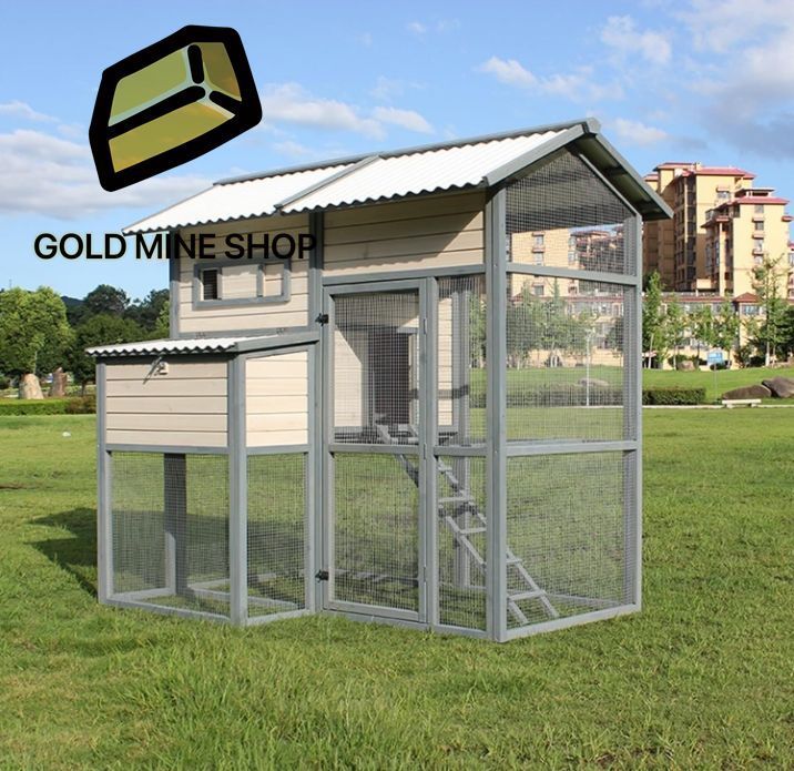 木製鶏小屋 屋外鶏小屋 ねぐらの柵と引き出し式トレイ付き ウサギ アヒル モルモット用の家禽ケージ