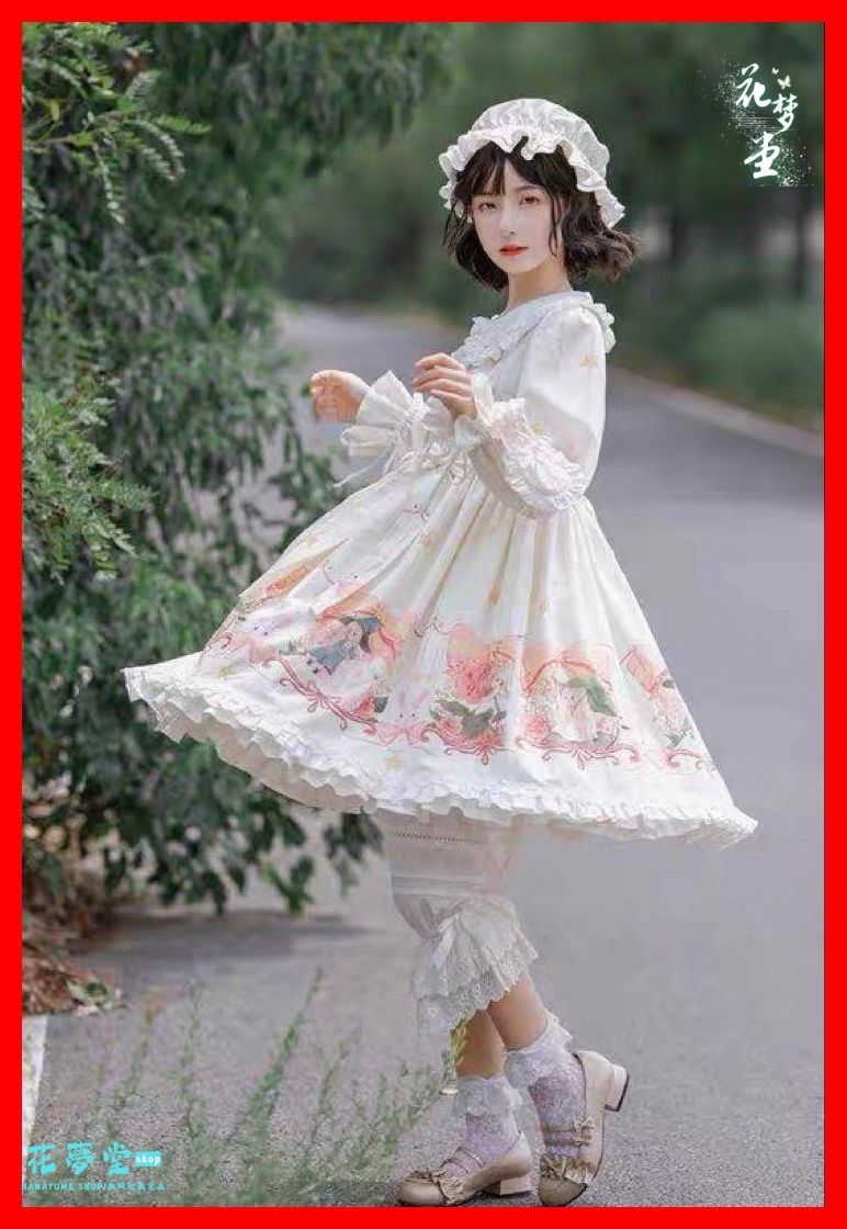シンプルロリータワンピース帽子付きお出かけコーデ♪