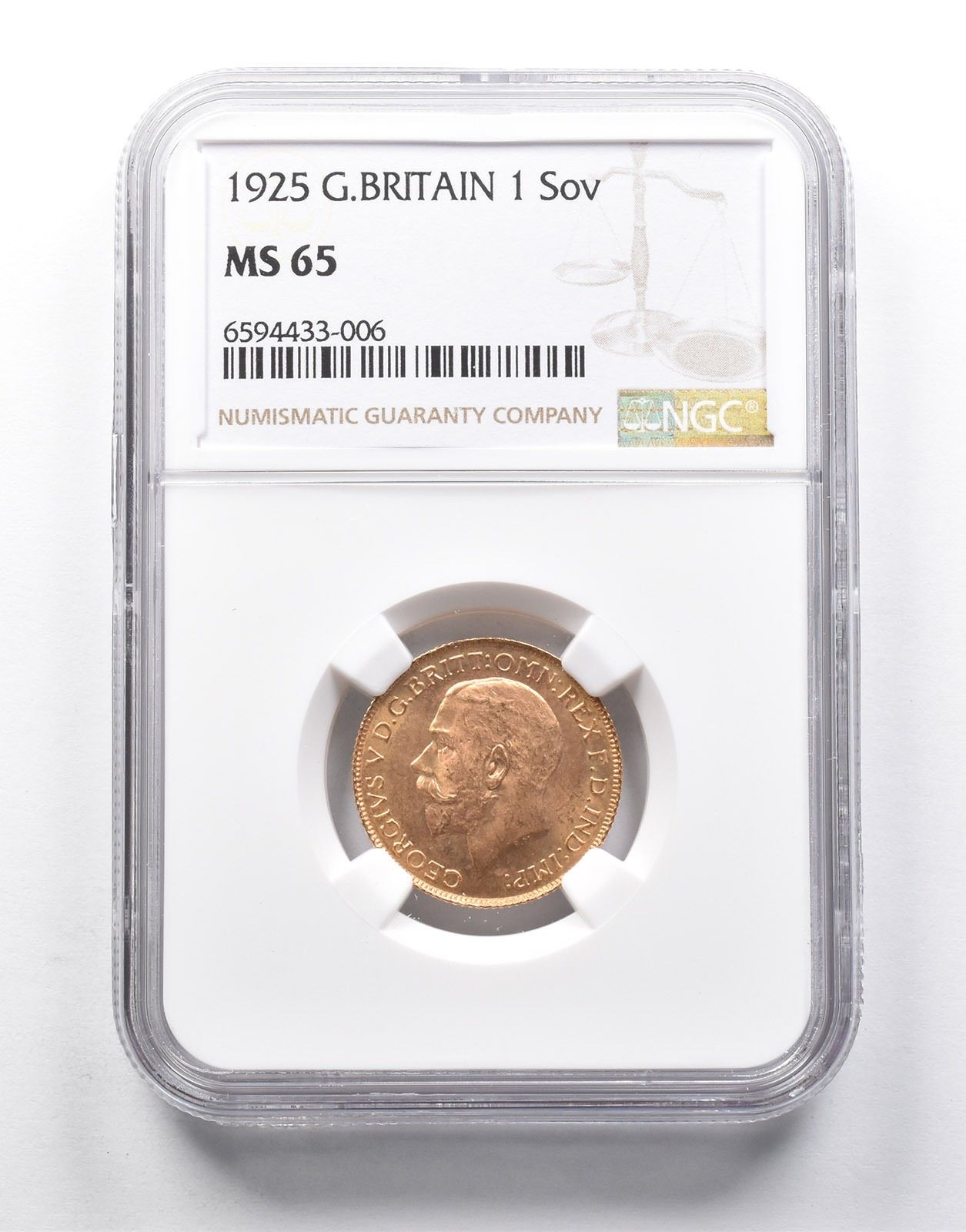 MS65 1925年 イギリス 1ソブリン金貨 NGC