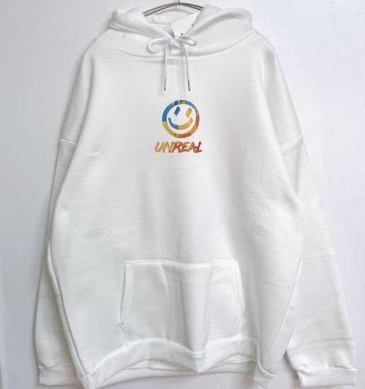 メンズ カラフル ニコちゃん パーカー オーバーサイズ ホワイト 白