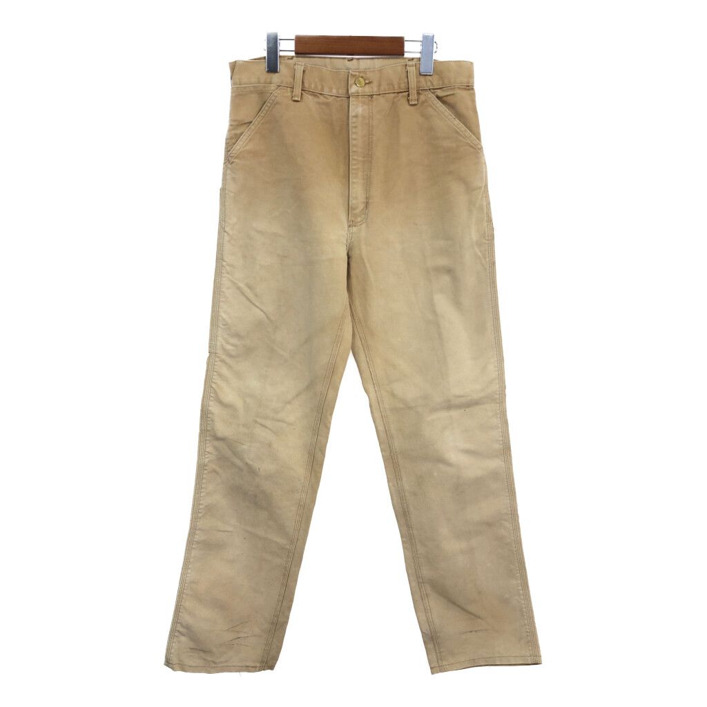 90年代 USA製 Carhartt カーハート ダック ペインターパンツ ベージュ (メンズ W32 L36) 中古 古着 R1587