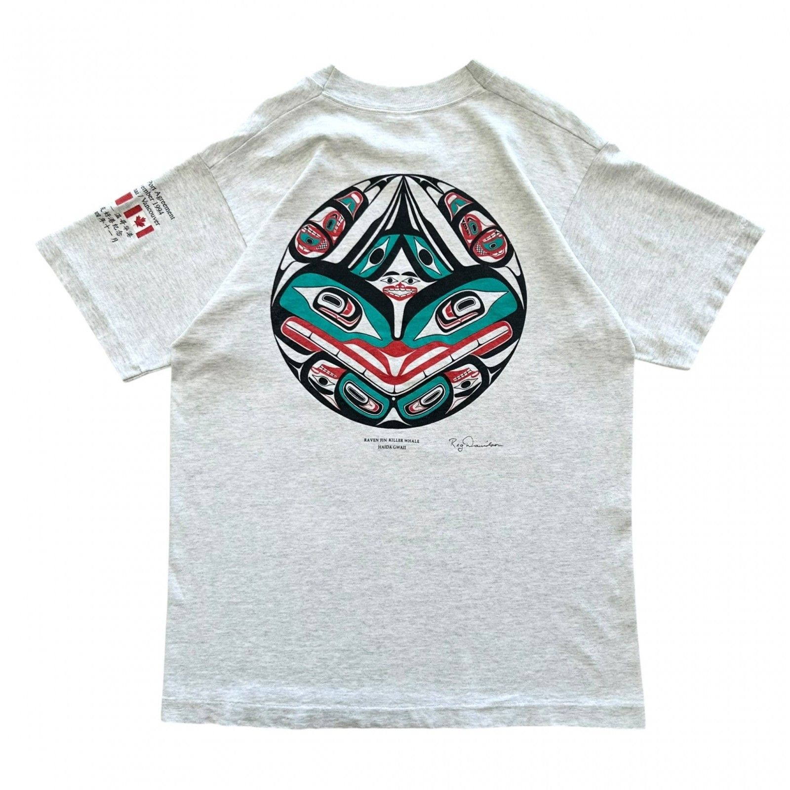 ヴィンテージTシャツvintageカナダブルー 古着 90s USA THUNDER 豪華 ウルフ ブルー サンダー Tシャツ L位