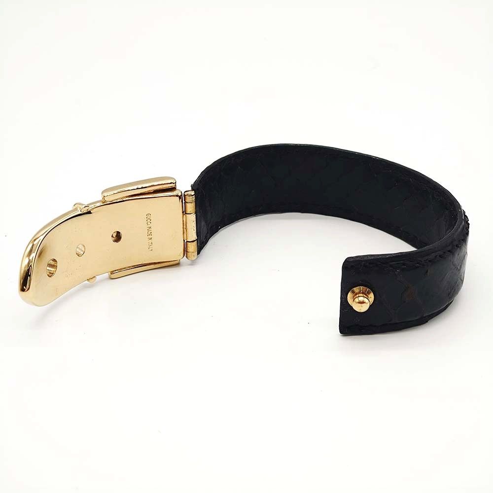 GUCCI グッチ ベルトモチーフ バングル ブレスレット クロコ レザー
