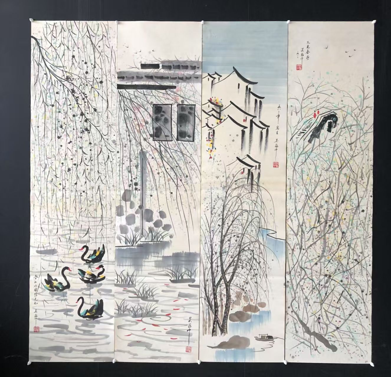 中国美术品 肉筆掛け軸　近時代山水図　激安骨董品 BD158A10-2 中国美术品 肉筆掛け軸近時代山水図激安骨董品 BD158A10-2