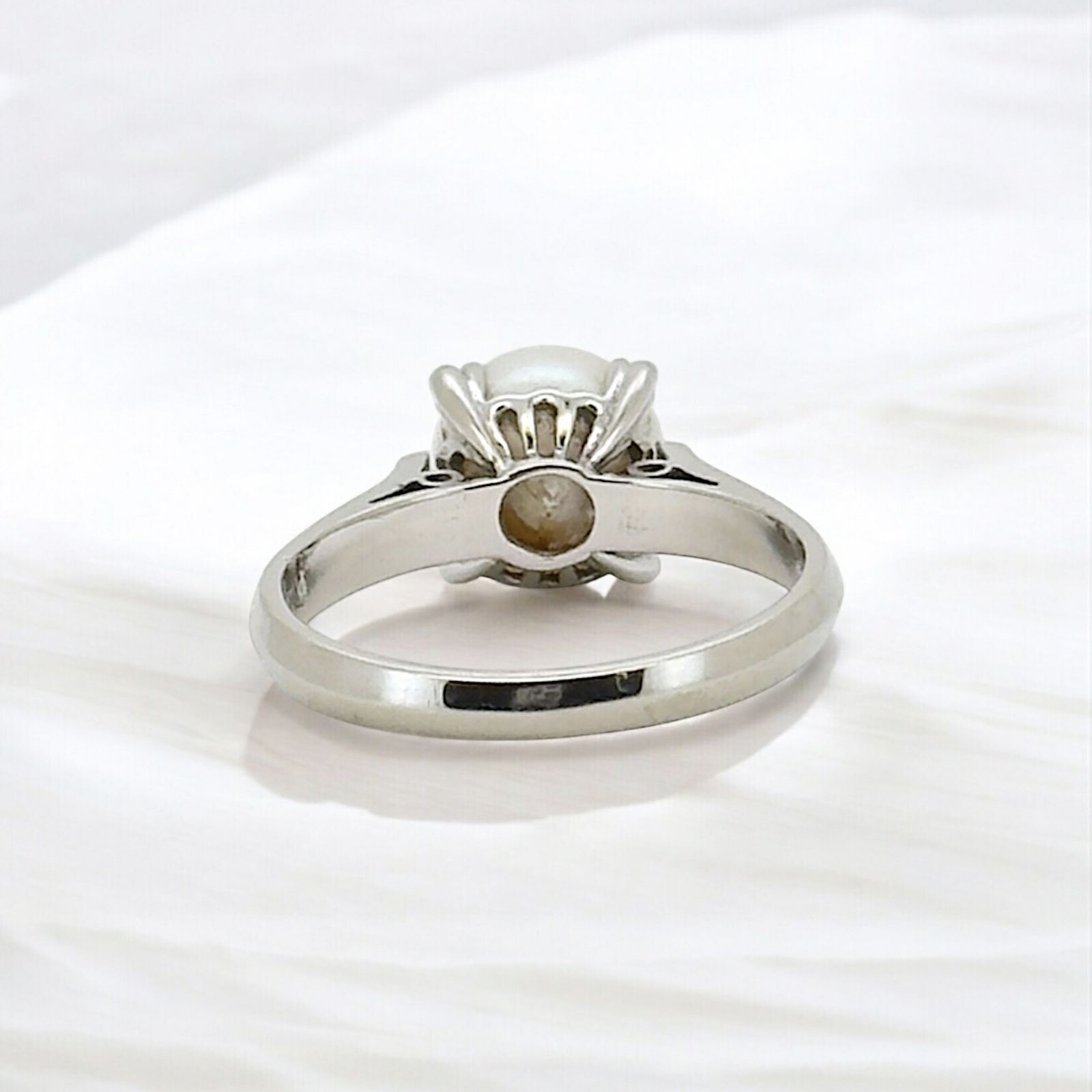 新品仕上げ】 K14WG あこや真珠 パール 珠サイズ7.5mm-8.0mm リング