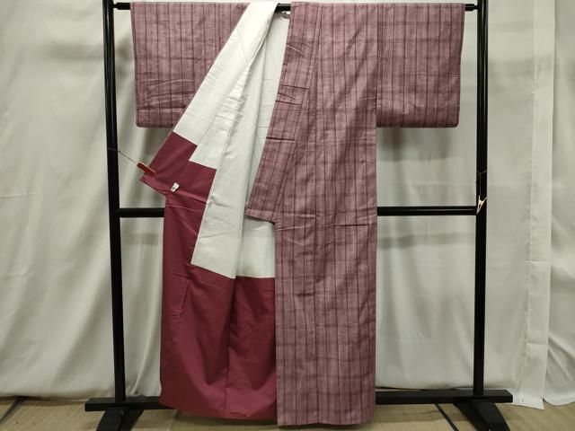 平和屋着物□上質な小紋 格子柄 鈴乃屋扱い 正絹 逸品