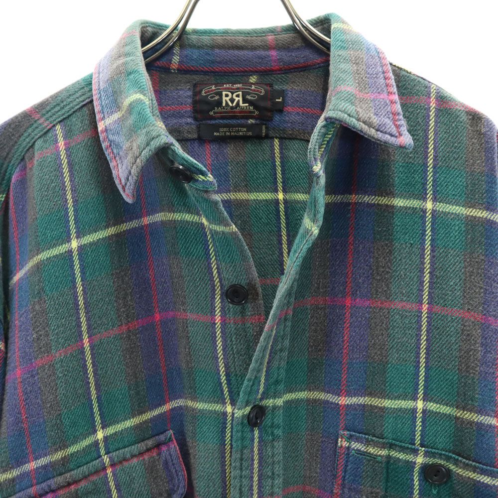 RRL 90s 初期タグ 赤3星 オールド チェック柄 長袖 ネルシャツ L