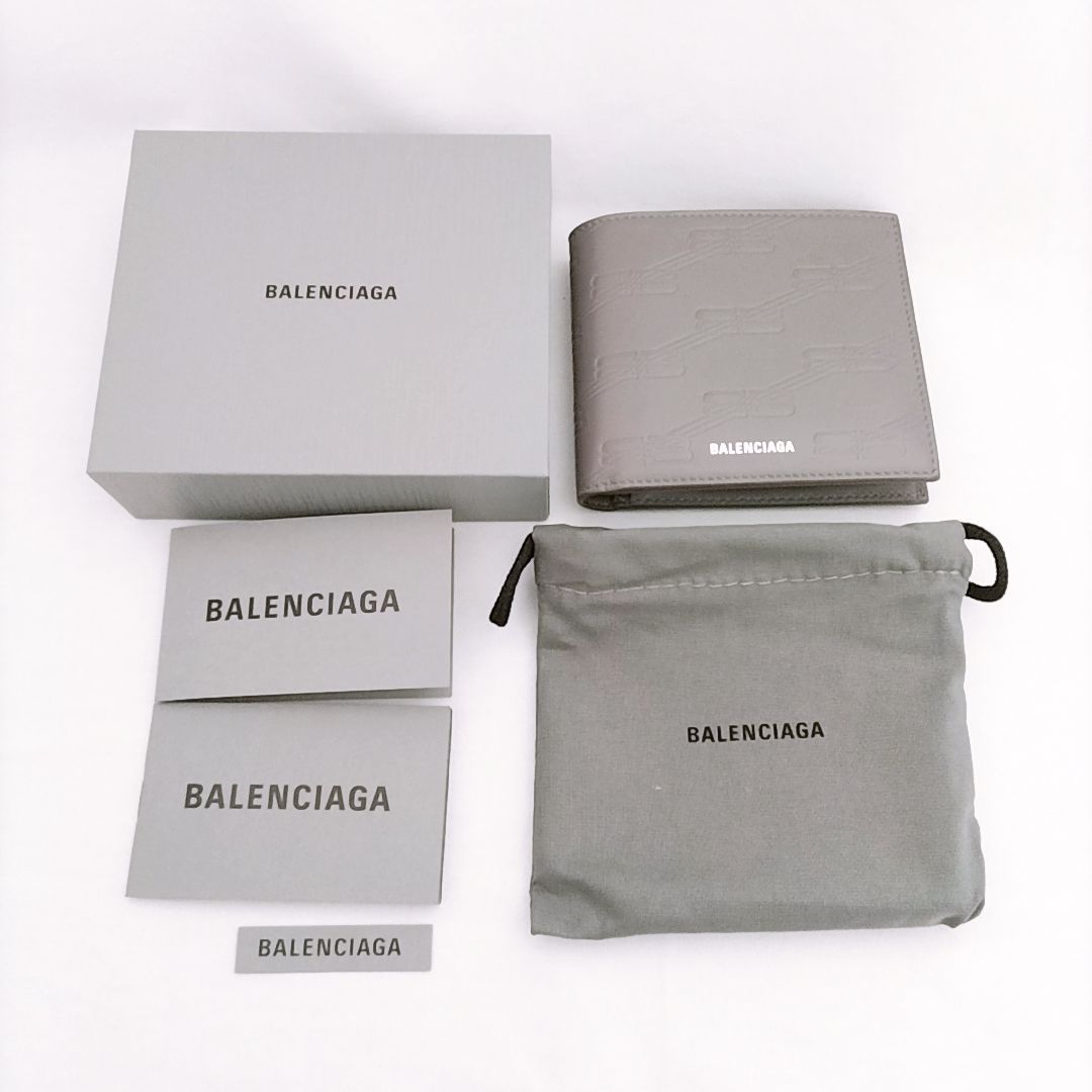 【新品未使用】BALENCIAGA 2つ折り財布 小銭入れ付 バレンシアガ 折りたたみサイフ グレー