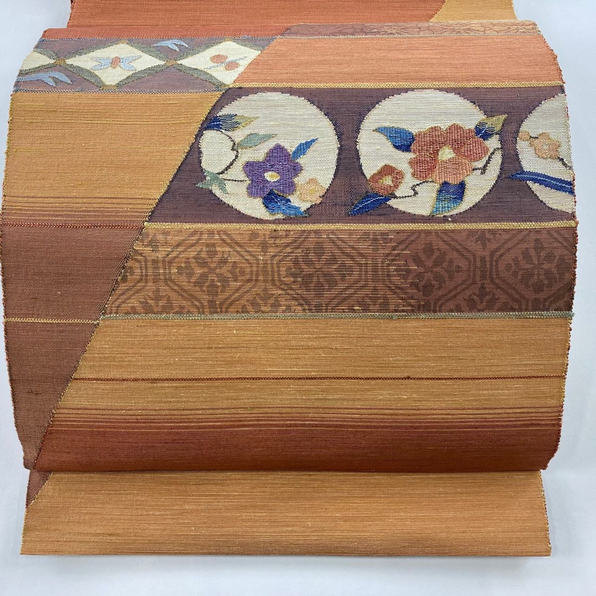 正絹名古屋帯紬地正絹八寸名古屋帯松葉仕立て