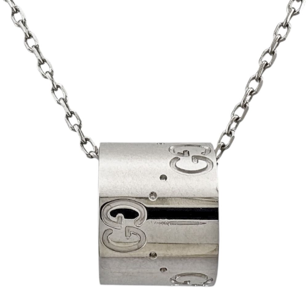 GUCCI グッチ ネックレス K18WG - 4800425F0005 GUCCI 【中古】 グッチ GUCCI ネックレス GG ランニング ロゴ