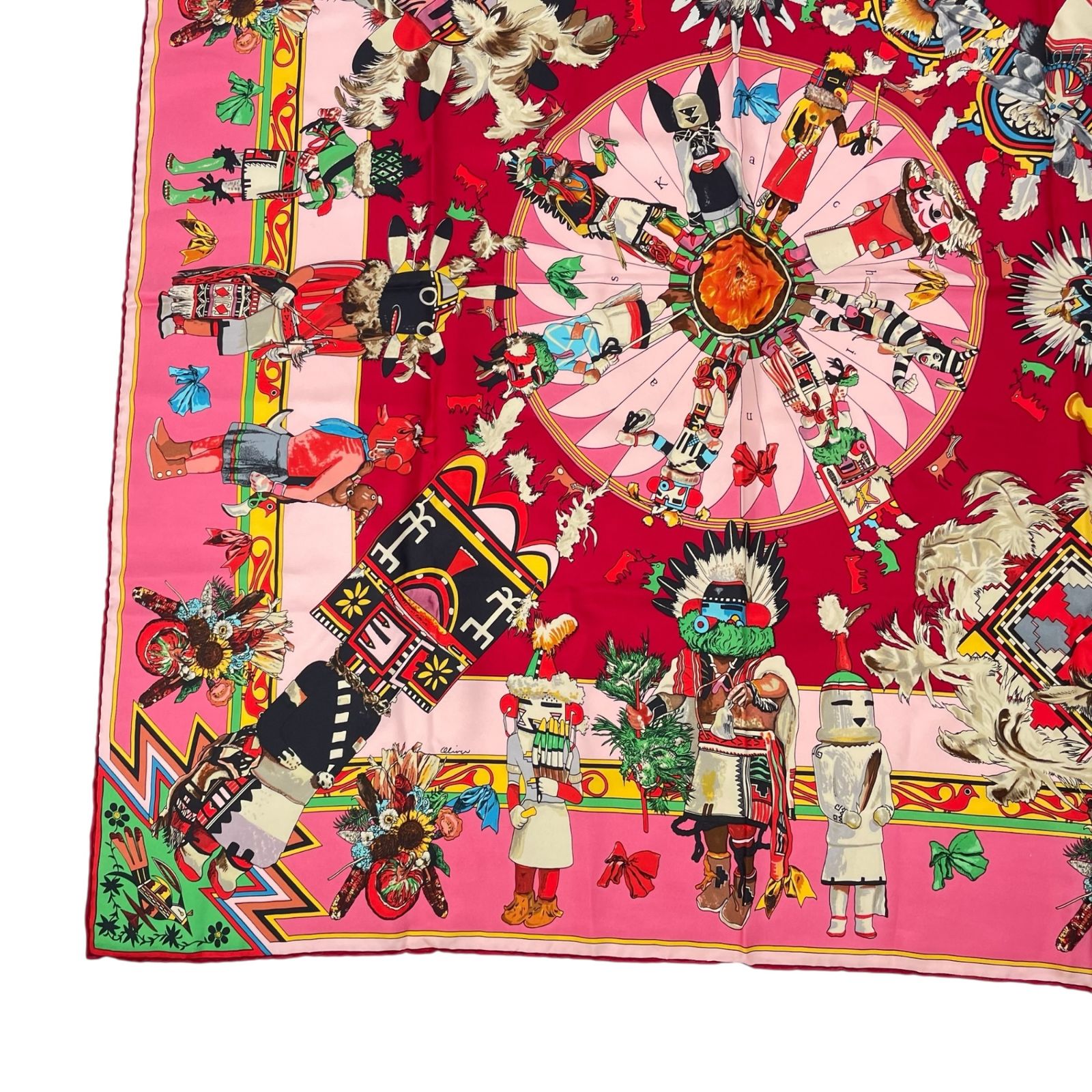 極美品 HERMES エルメス スカーフ シルク カレ90 カチナ民族