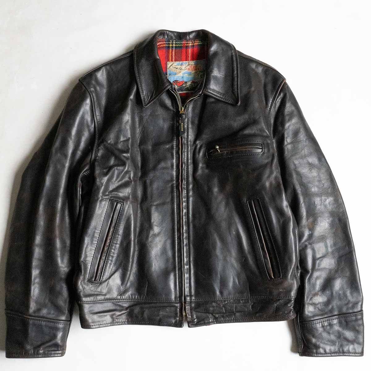 雰囲気抜群 AERO LEATHER Highwayman| ホースハイド レザー ジャケット 40 ブラック エアロレザー 25040865