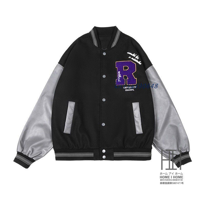 陽気な スタジャン メンズ レディース 革 レザー 切り替え メンズジャンパー ワッペン スタジアムジャンパー 大きいサイズ 刺繍 ジャケット メンズスタジャン kni5a590648