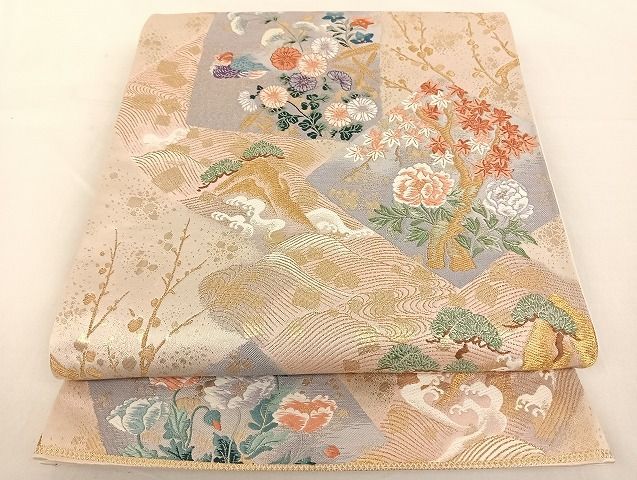 平和屋-こころ店◎西陣 六通柄袋帯 唐織 九百錦 立波色紙花文 金糸 正絹 逸品 未使用 AAAG6285Bwt - メルカリ