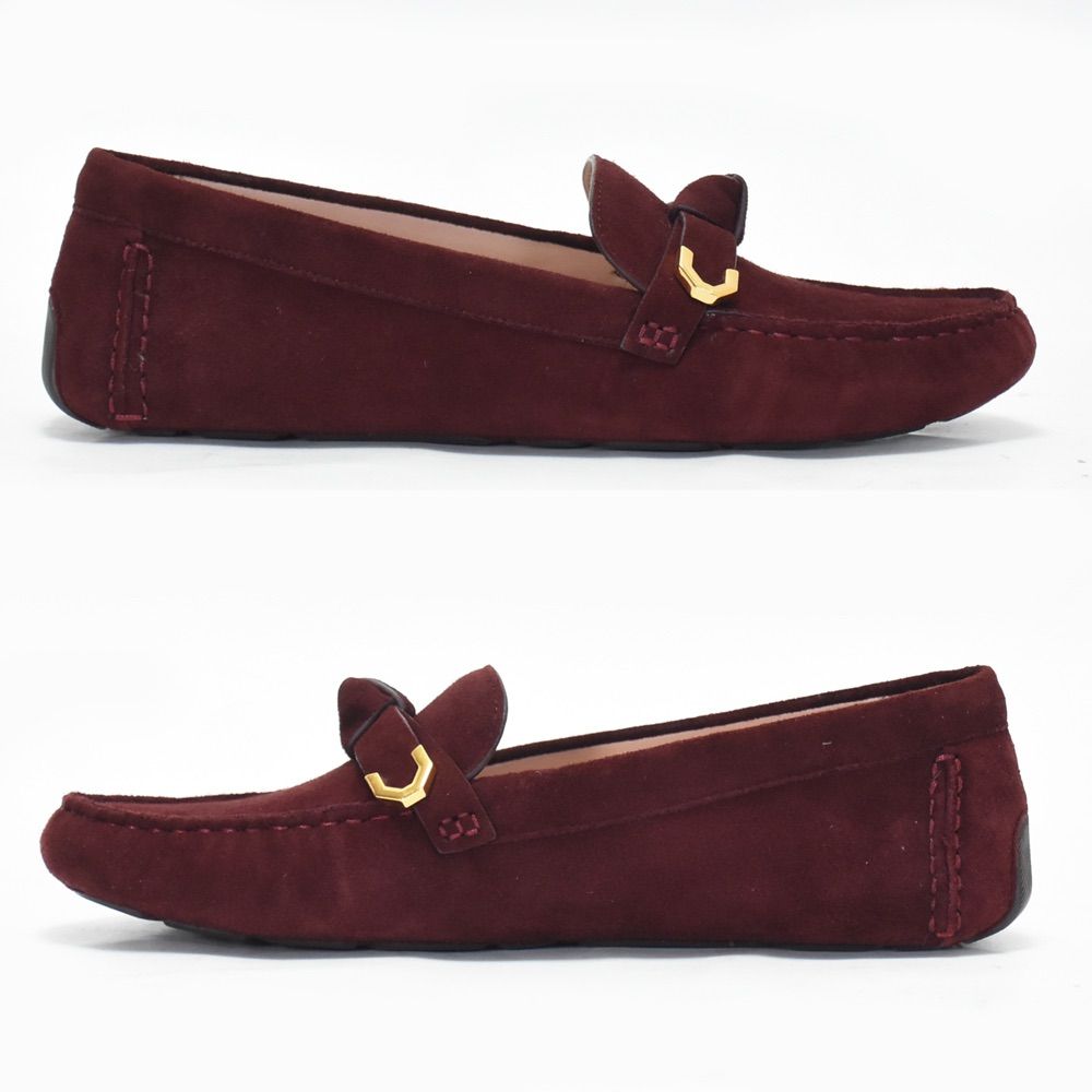 ♥ COLE HAAN コールハーン ドライビングシューズ シューズ ローファー パンプス スエード ブラッドストーン えんじ色 24.5cm W29118 KIN-KAAI_COM