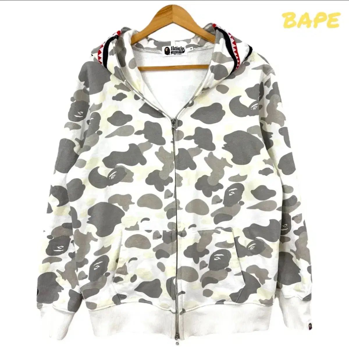 A BATHING APE アベイシングエイプ 白 シャークフードジップアップ ペクゲ ヴィンテージ ほぼ