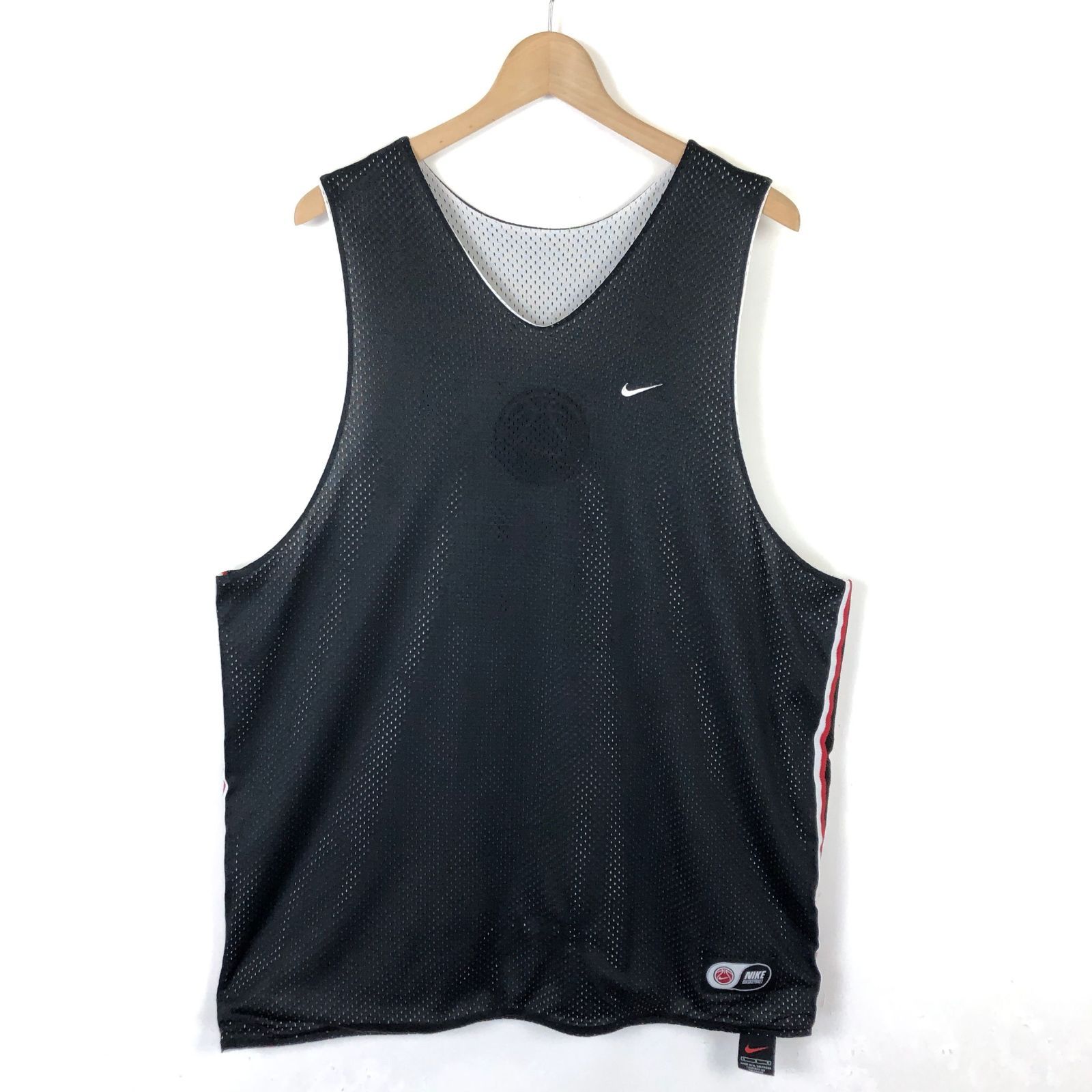 ナイキ NIKE バスケタンク ゲームシャツ メッシュ 黒 白 XL 古着