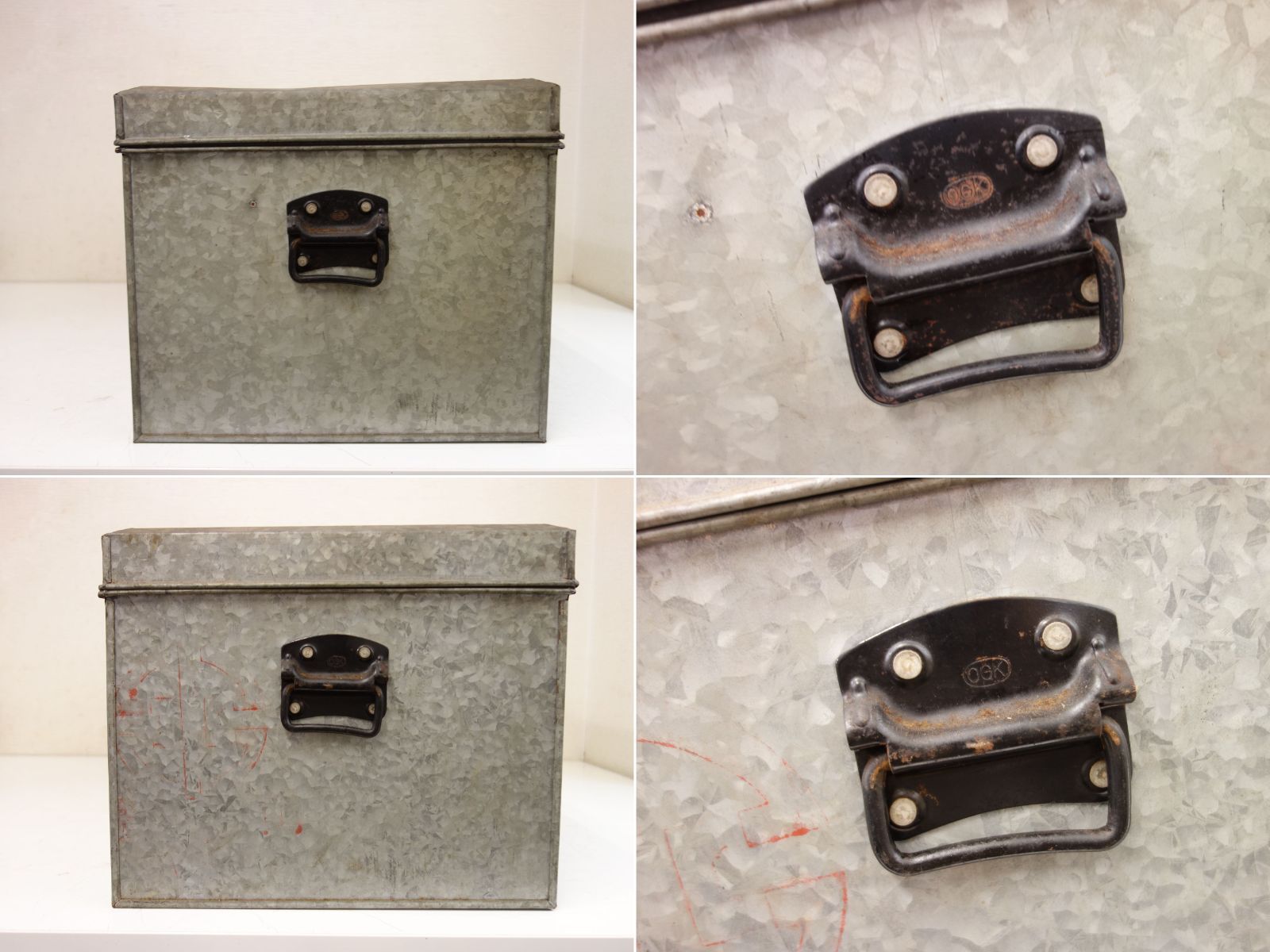 K▽ブリキ トタン 缶 収納 箱 米びつ 衣装ケース ボックス ストッカー