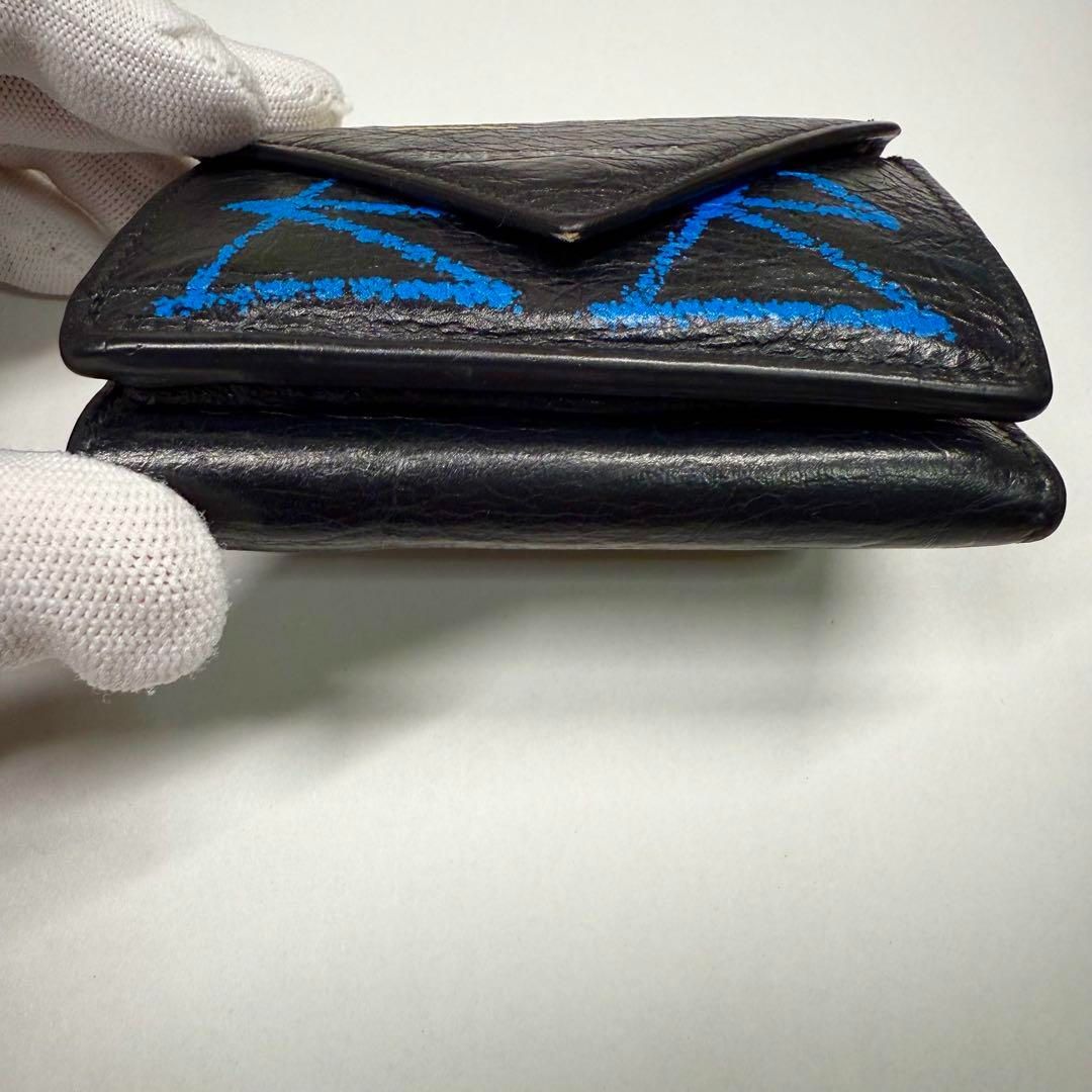 希少✨バレンシアガ✨三つ折り 財布 黒 グラフィティー ペーパー