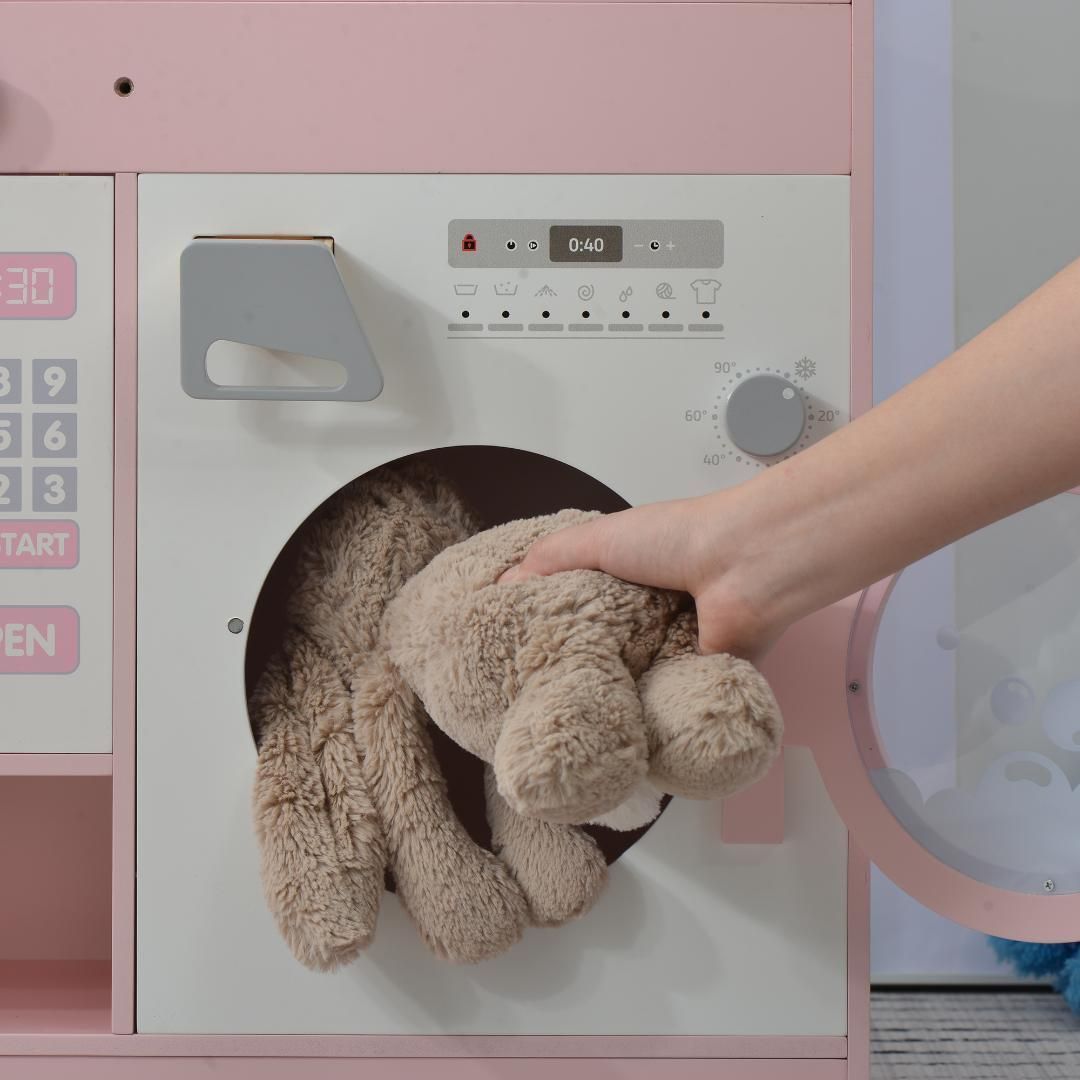 木製キッチンと洗濯機セット ピンク 楽天市場】【木製キッチン】KidKraft☆大型キッチン＆冷蔵庫