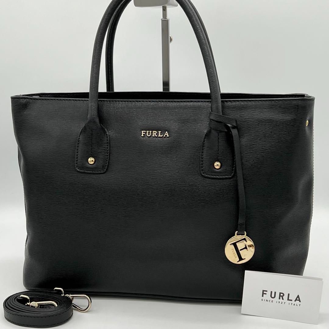 ✨極美品✨FURLA リンダ ハンドバッグ 2way フォーマル ブラック - メルカリ