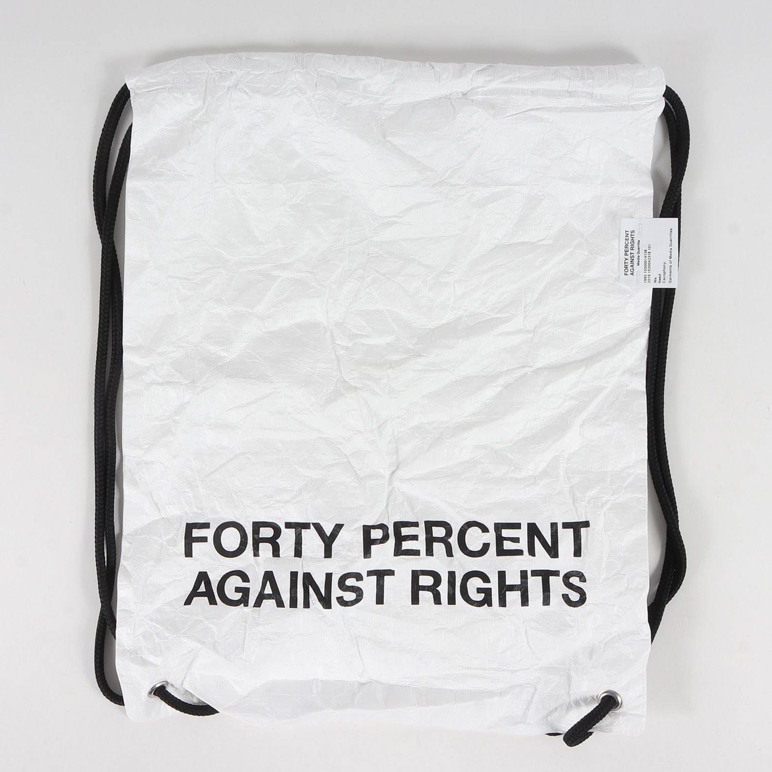 新品 FPAR / FORTY PERCENTS AGAINST RIGHTS フォーティーパーセント アゲインストライツ バッグ 20SS  ブランドロゴ ペーパー ナップサック BANNER DRAWSTRING BAG ホワイト 白 カバン - メルカリ