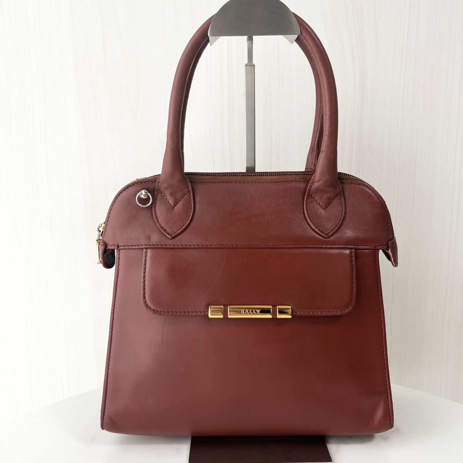 バリー BALLY オールドバリー ハンドバッグ レトロ 赤茶 ブラウン 