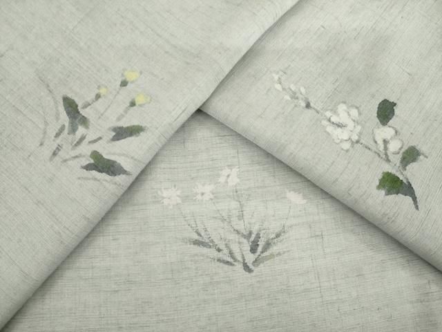 平和屋着物●上質な小紋　紬地　手描き　草花文　正絹　逸品　AABB7885ck 平和屋着物○上質な小紋 紬地 手描き 草花文 正絹 逸品 AABB7885ck