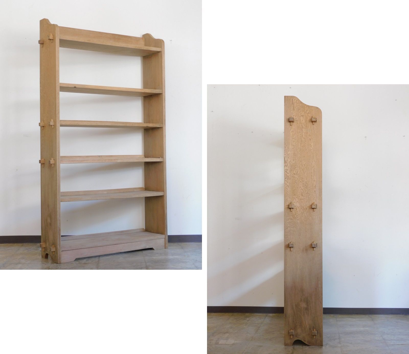 古道具/昭和レトロ/木製/無垢材/楔/本棚/店舗什器/ディスプレイ
