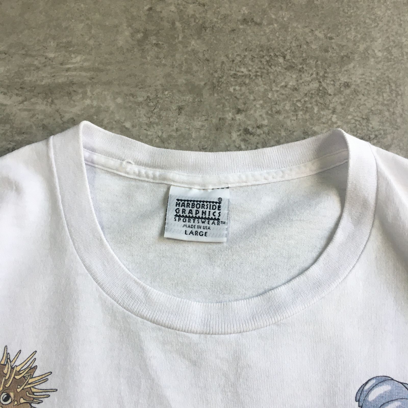 90s USA製 HARBORSIDE GRAPHICS AQUARIUM T-shirt ハーバー