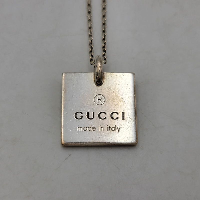 中古品】GUCCI グッチ AG925 TRADEMARK SQUARE PLATE SILVER
