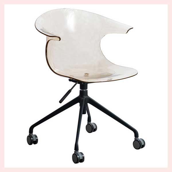新作入荷，本物保証 ポリカーボネート製のデスクチェア（W75×D75×H80～85cm）No.207／アンバー　※シンプル,スタイリッシュ,デザイン,高級感,高品質,シリーズ,かっこいい,アーム,肘掛け,まとめ買い,フィット,曲線, デスクチェア