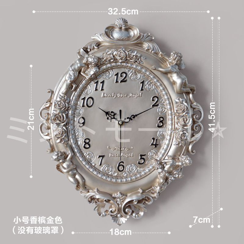 壁掛け時計1個 ウォールクロック ホワイト ロココ調 豪華 ヨーロッパ調