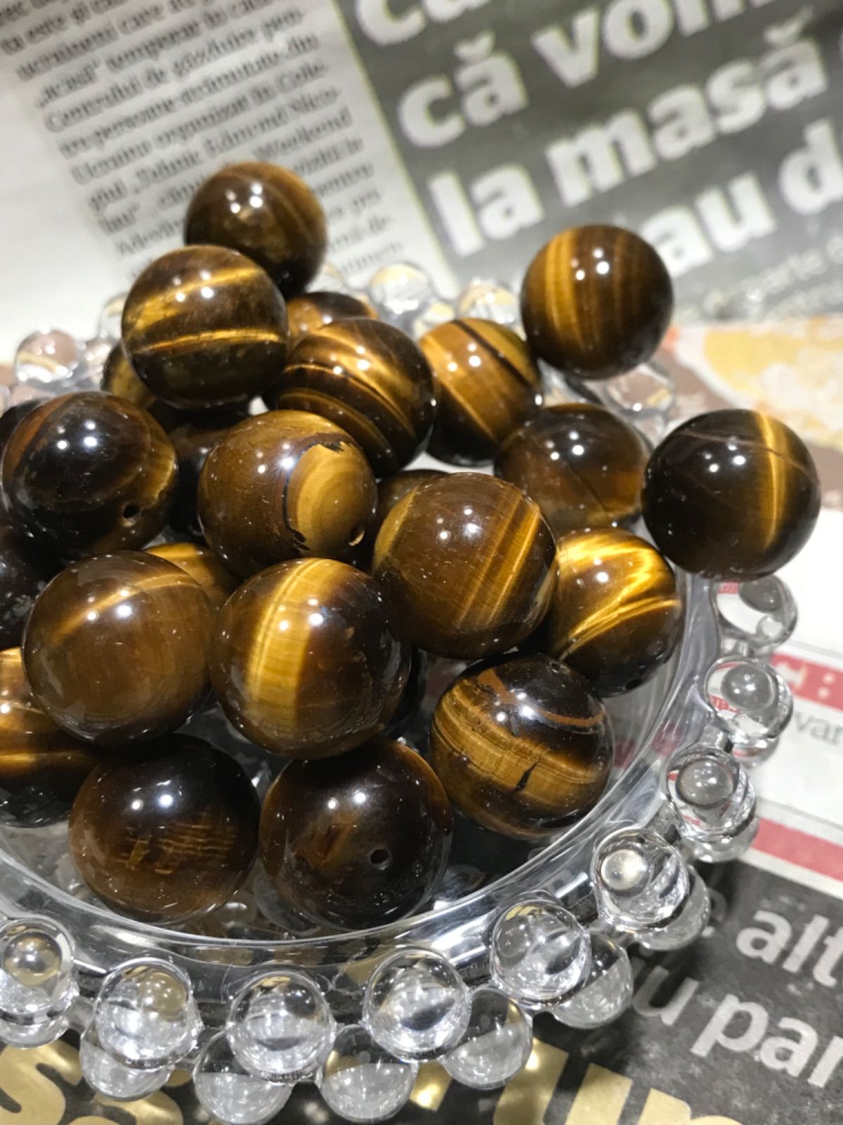 16 mm玉 タイガーアイ|虎目石 1 mm穴パーツ