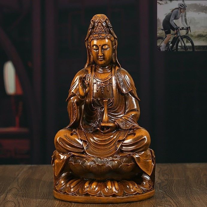 観音菩薩像 置物 オブジェ 木製 木彫 彫刻 風水グッズ 運気 風水 開運