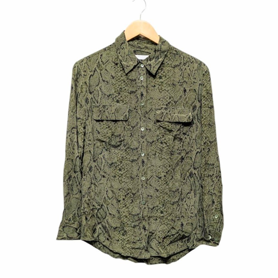 EQUIPMENT FEMME エキプモンフェム 長袖シルクシャツ パイソン柄