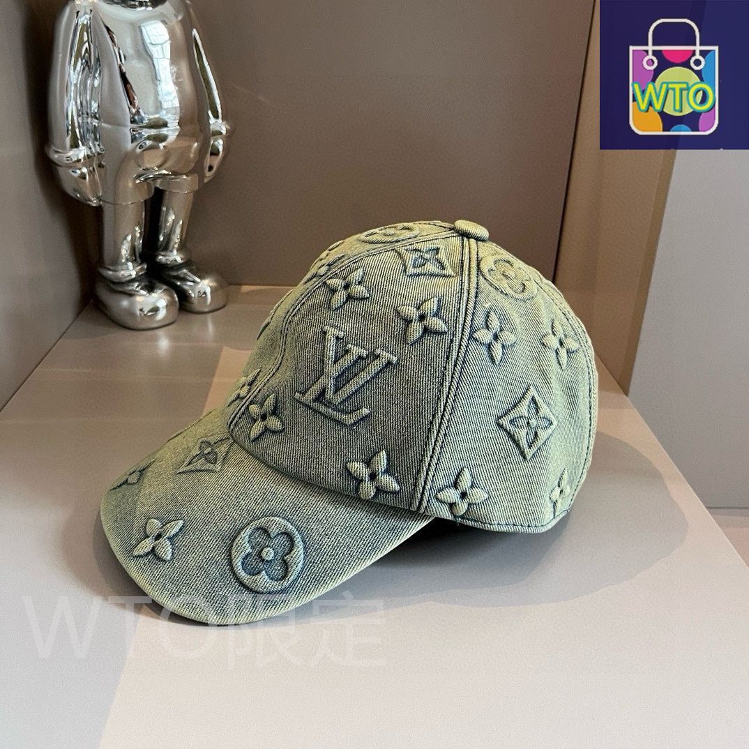 ルイヴィトン モノグラムデニム ベースボールキャップ 水色×ベージュ 58 ルイヴィトン モノグラムデニム ベースボールキャップ 水色