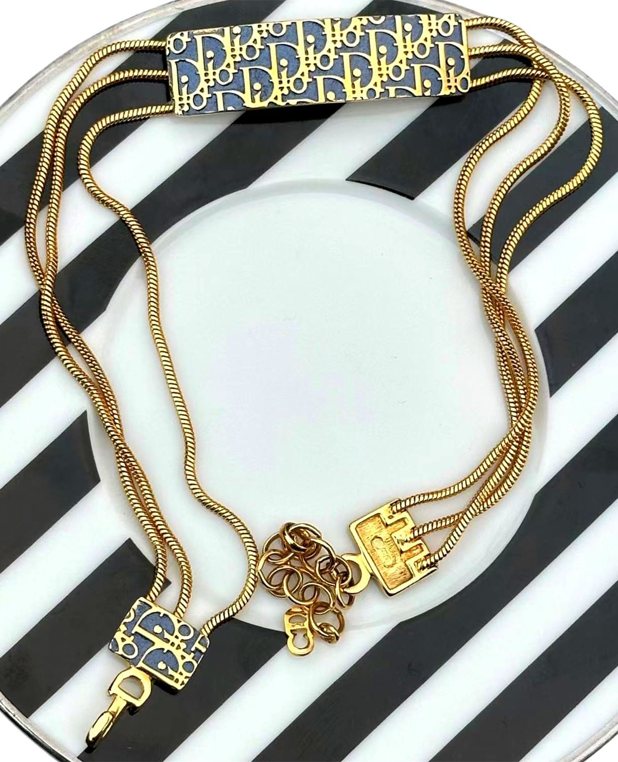 超 クリスチャンディオールChristianDiorヴィンテージトロッターDIORロゴネックレスチョーカーゴールド金具刻印あり FORTGASGNV_COM_BR