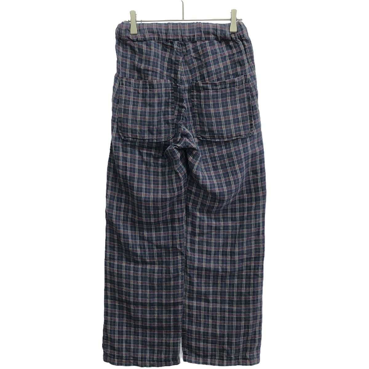 アーツアンドサイエンス　ネイビーチェック　イージーパンツ　カシミヤ混 アーツアンドサイエンス ネイビーチェック イージーパンツ カシミヤ混