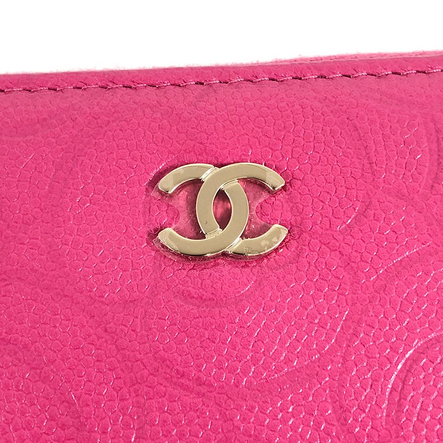 シャネル CHANEL カメリア 長財布 ラウンドファスナー 長財布 ピンク