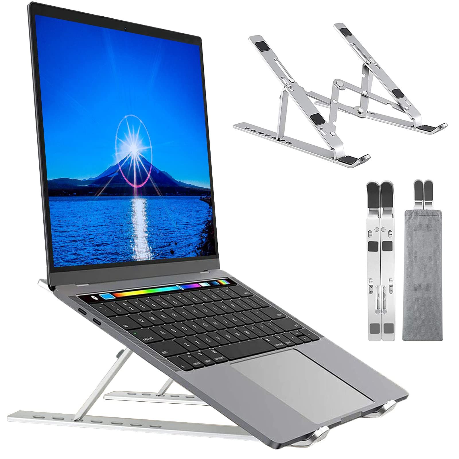 縦置 軽量 却 冷 放熱性タブレット 放熱 卓上 スタンド スタンド 30KG荷重 パソコン 7段の高さ調節可能 10～17.3インチに対応 iPadスタンド PCスタンド 持ち運び便利【 ラップトップスタンド 折り