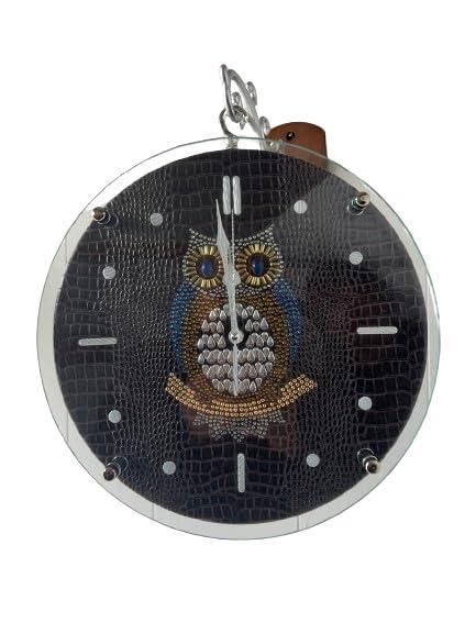 ワニ皮天燃木フクロウ両面時計 おしゃれ 2024 インテリア 静か 無音