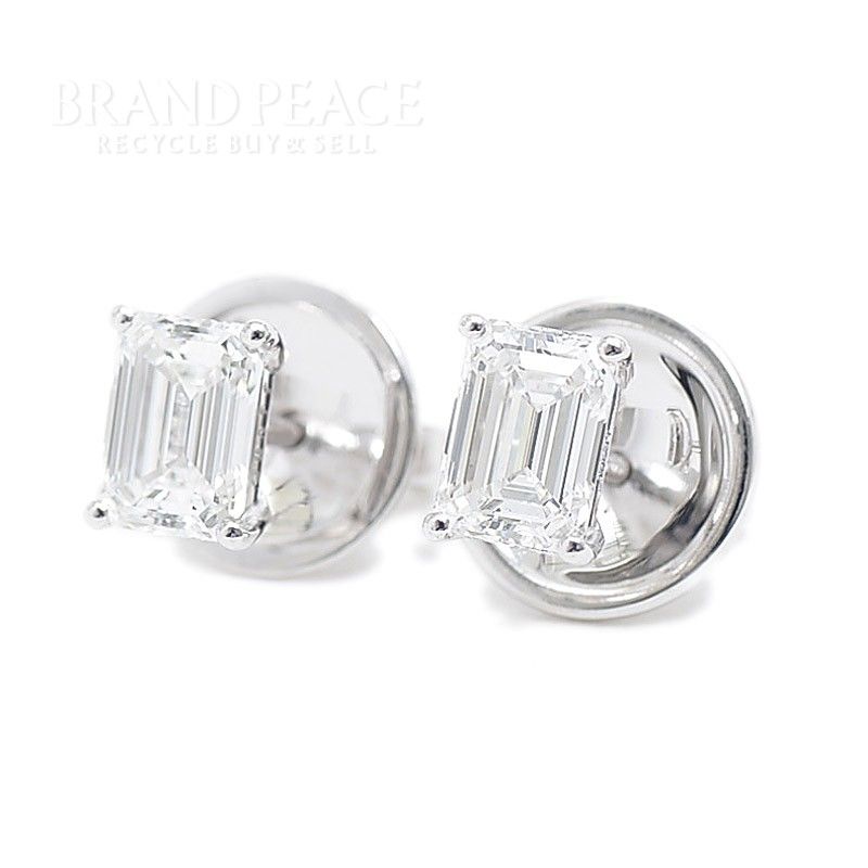 エメラルドカットダイヤモンドピアス(片耳用) グラフ ピアス エメラルドカット ダイヤ 0.71ct×0.70ct K18WG