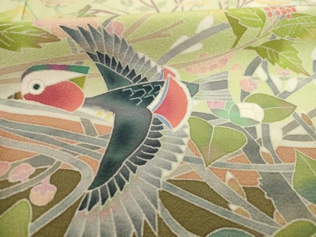 平和屋着物○本加賀友禅作家 百貫華峰 色留袖 花鳥文 暈し染め 正絹