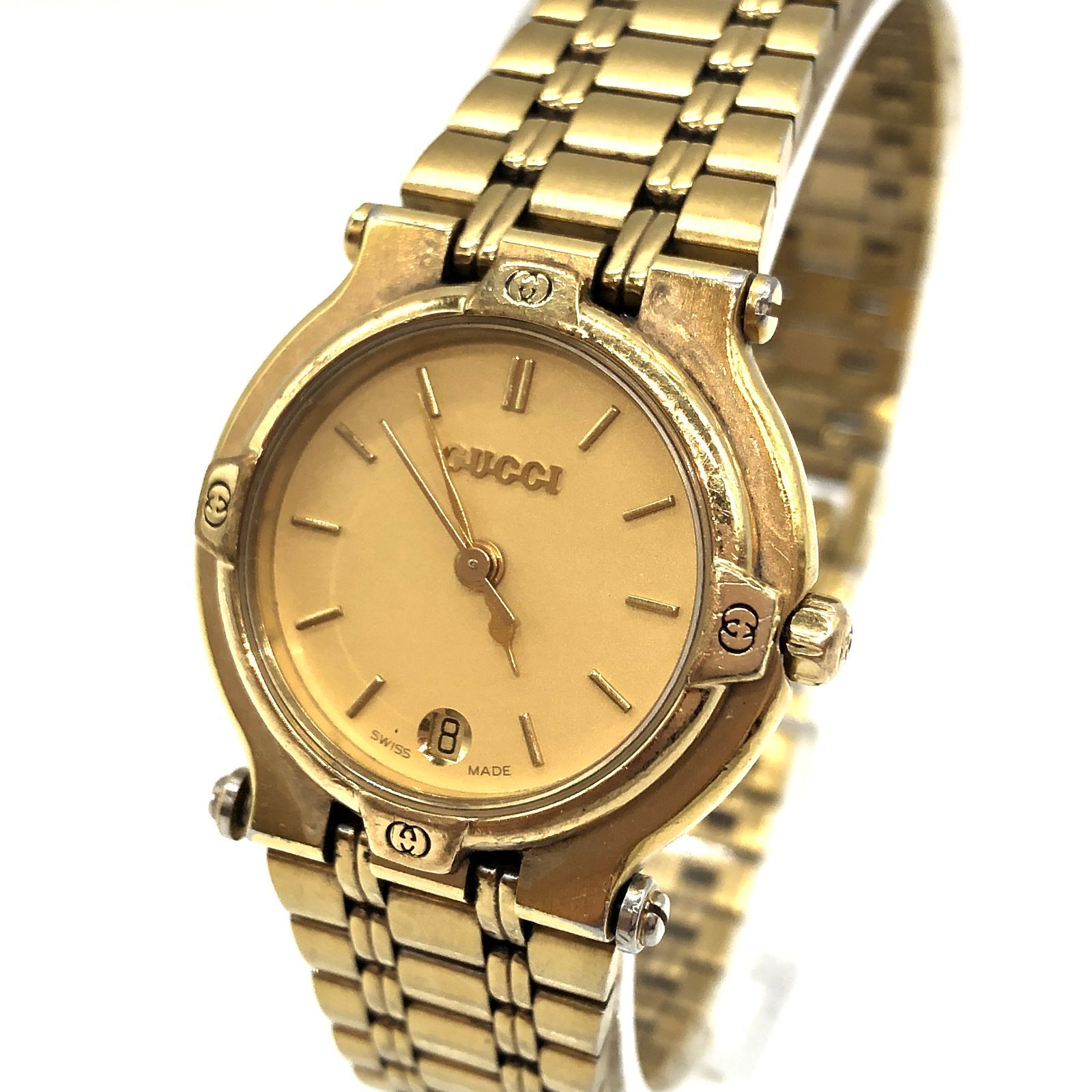 11 GUCCI 時計9200L ゴールドレディースデイトデイト