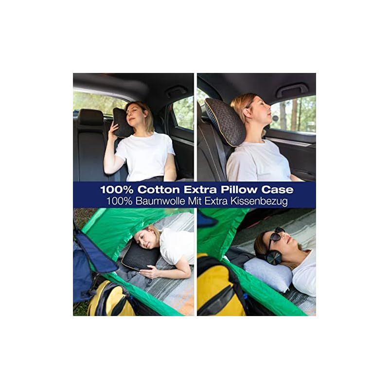 彡alkamto トラベル＆キャンプ枕 低反発まくら 旅行やキャンプでも上質な眠りを アウトドア 車中泊 テント泊でも 黒 1