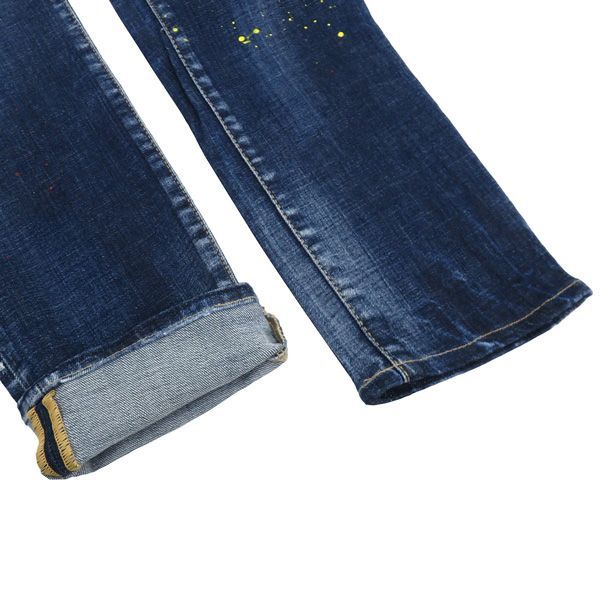 美品 ディースクエアード 21SS S74LB0835 Skater Jeans ペイント ダメージ ウォッシュ加工 ボタンフライ デニム パンツ  44 46054