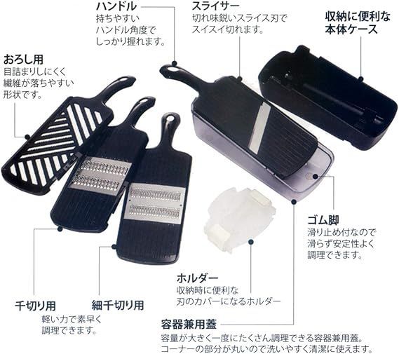 ナガオ 燕三条 調理器セット スライサー・おろし・千切り・細千切り