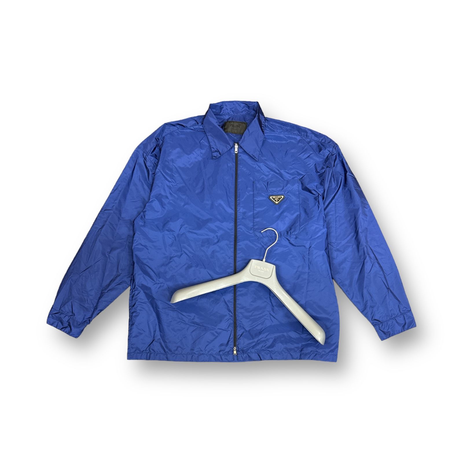 国内正規 PRADA プレート RE-NYLON ナイロン ZIPシャツ プラダ L SC557 S212 1WQ9 ブルー 70063A2